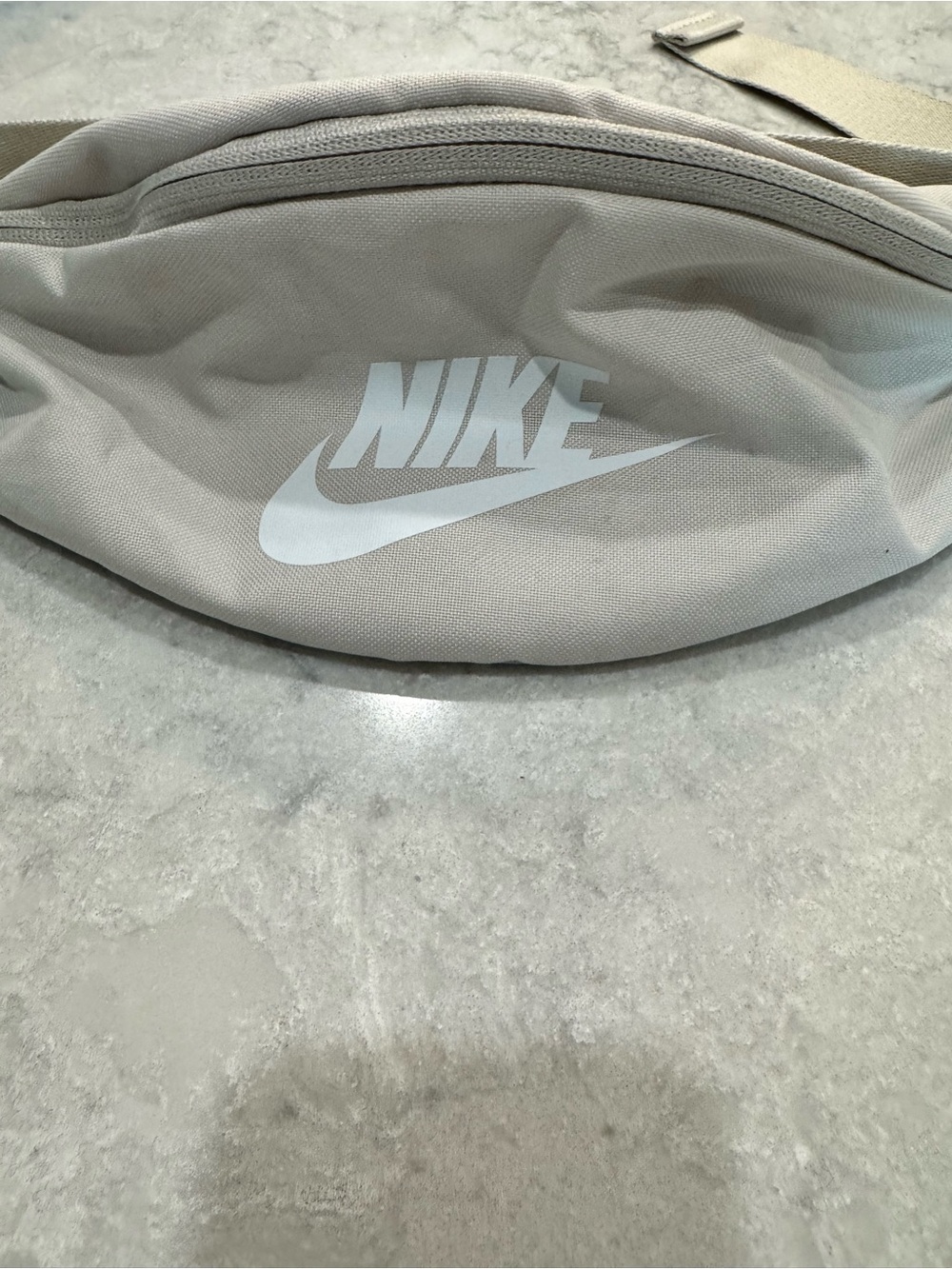 Nike Women’s Light Beige Belt Bag with White Swoosh